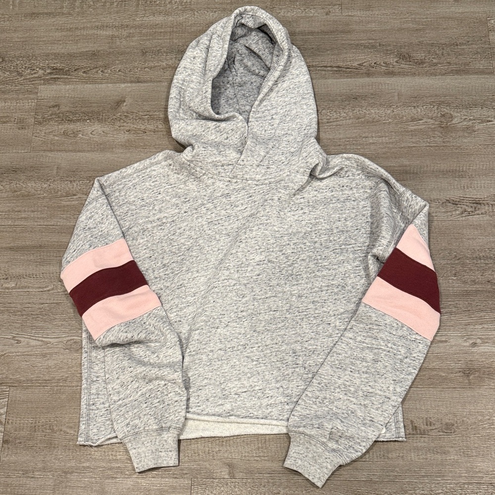 Abercrombie & Fitch Heather Gray Hoodie with Pink and Maroon Accents